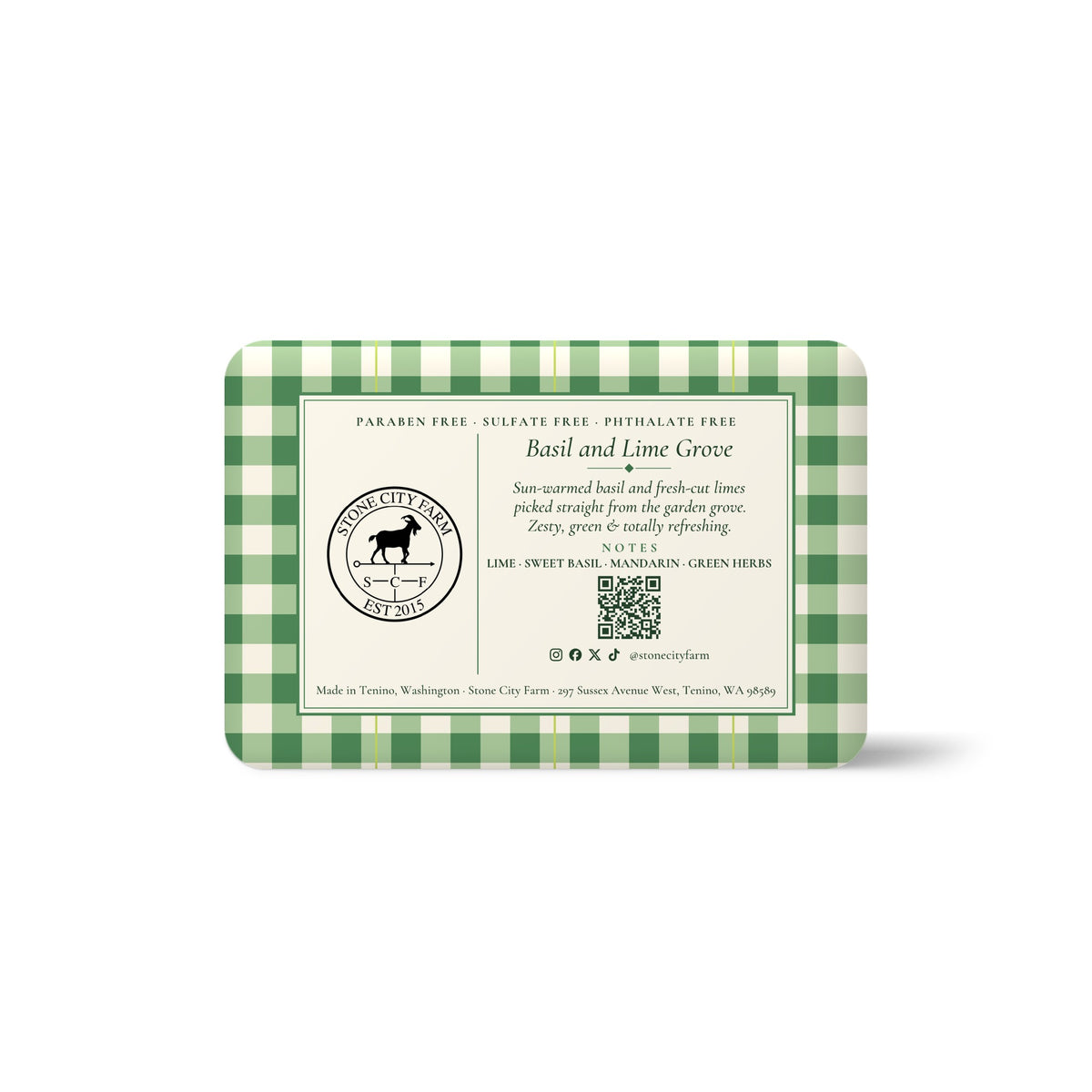 Basil and Lime Grove Goat Milk Soap Back | Stone City Farm
