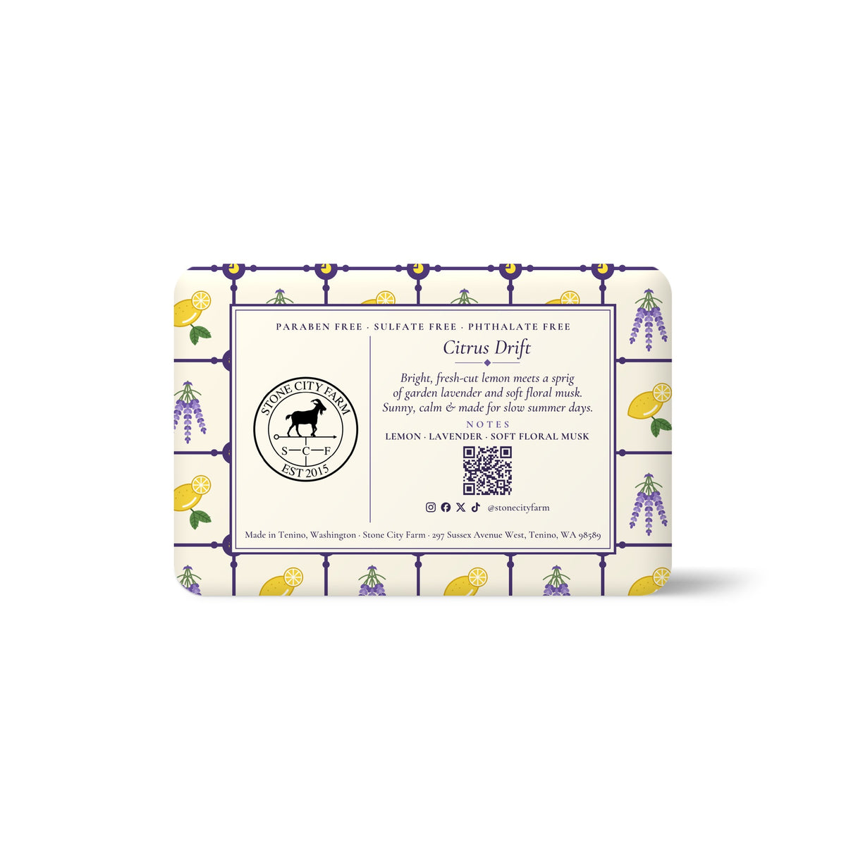 Citrus Drift Goat Milk Soap Back | Stone City Farm