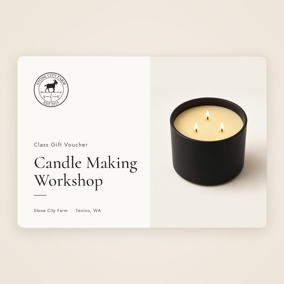 Class Gift Voucher - Candle Making Workshop - Stone City Farm