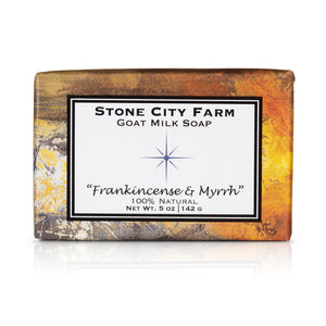 Frankincense & Myrrh goat milk soap bar, 5 oz, wrapped