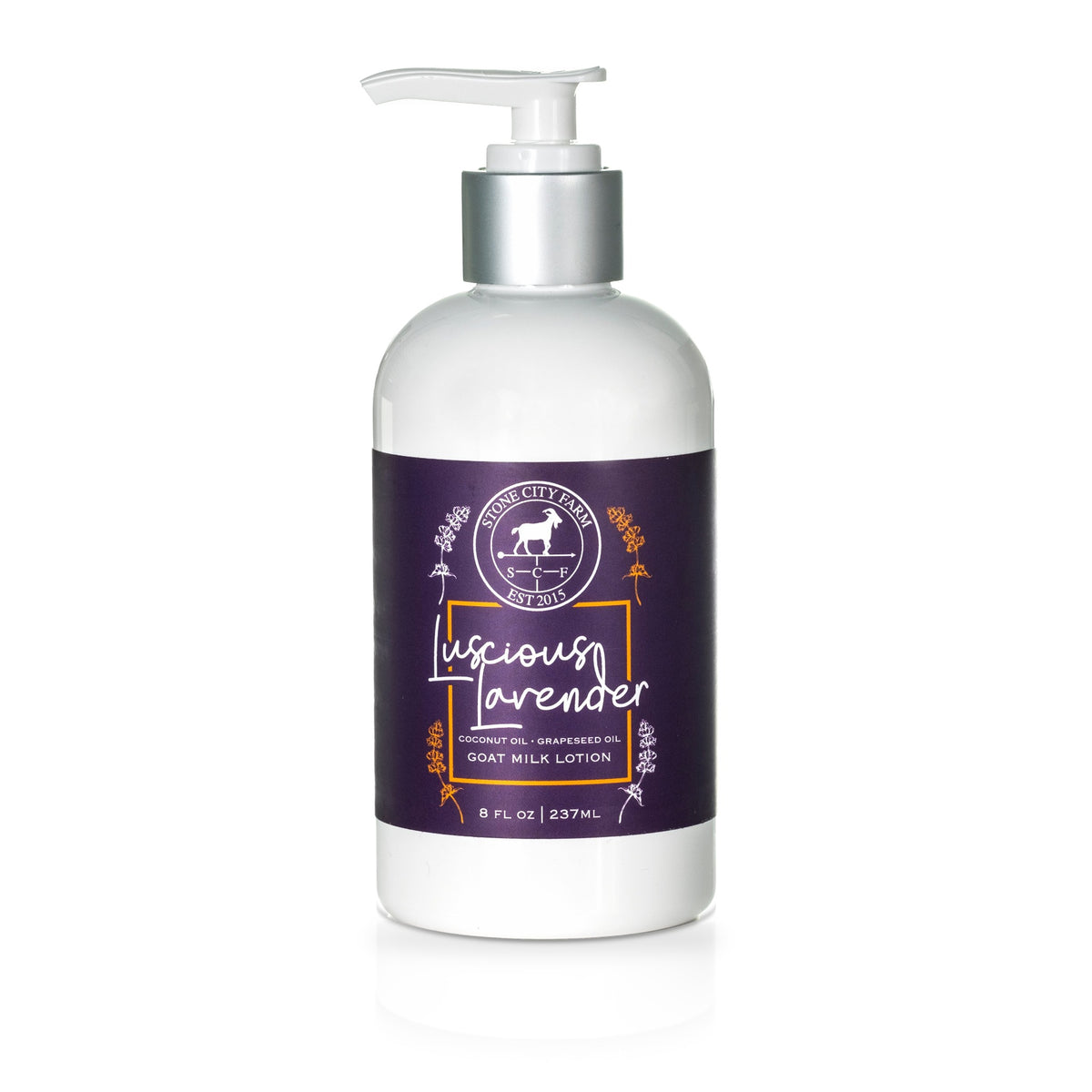 Luscious Lavender goat milk lotion, 8 fl oz pump bottle