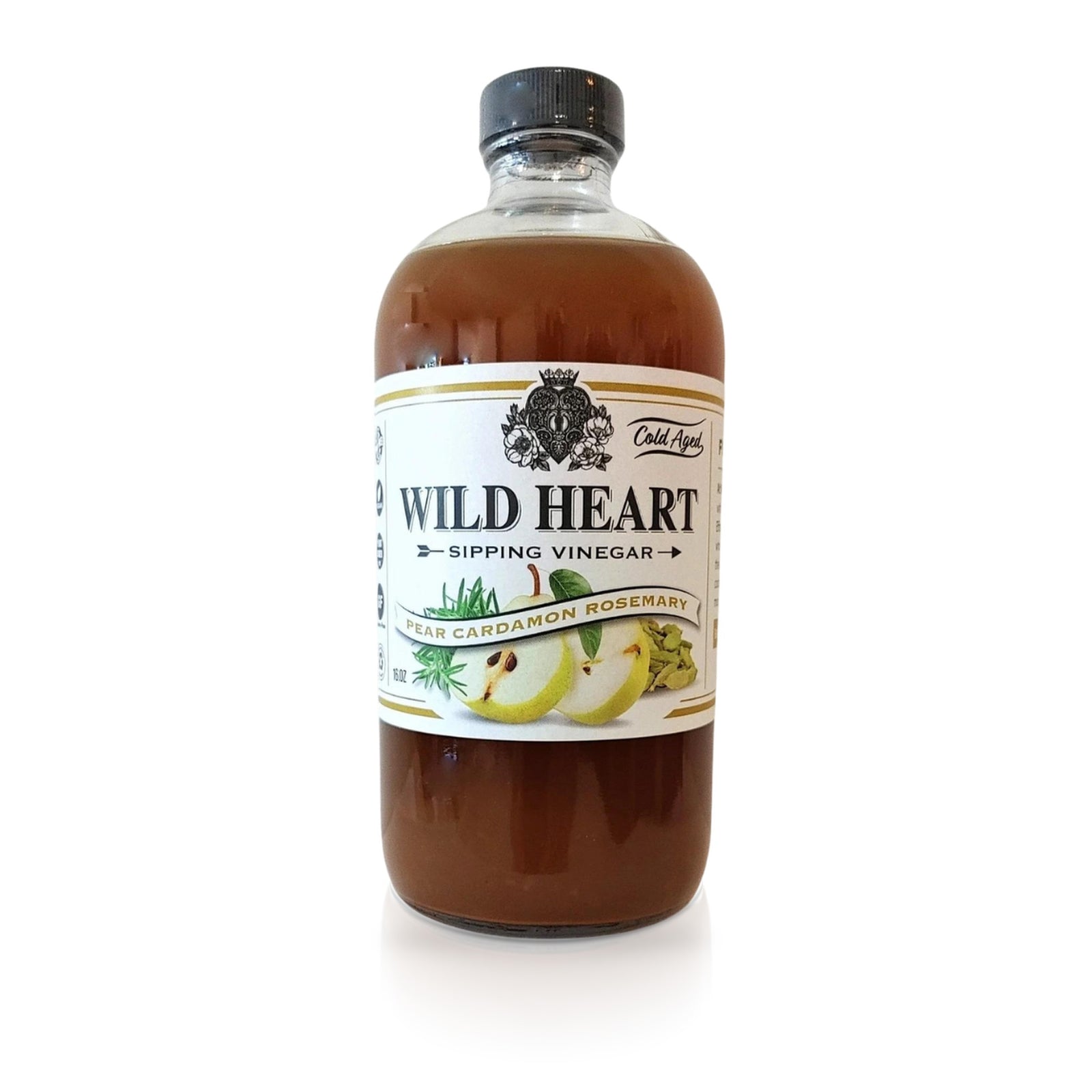 Wild Heart Pear Cardamom Rosemary sipping vinegar, 16 oz bottle